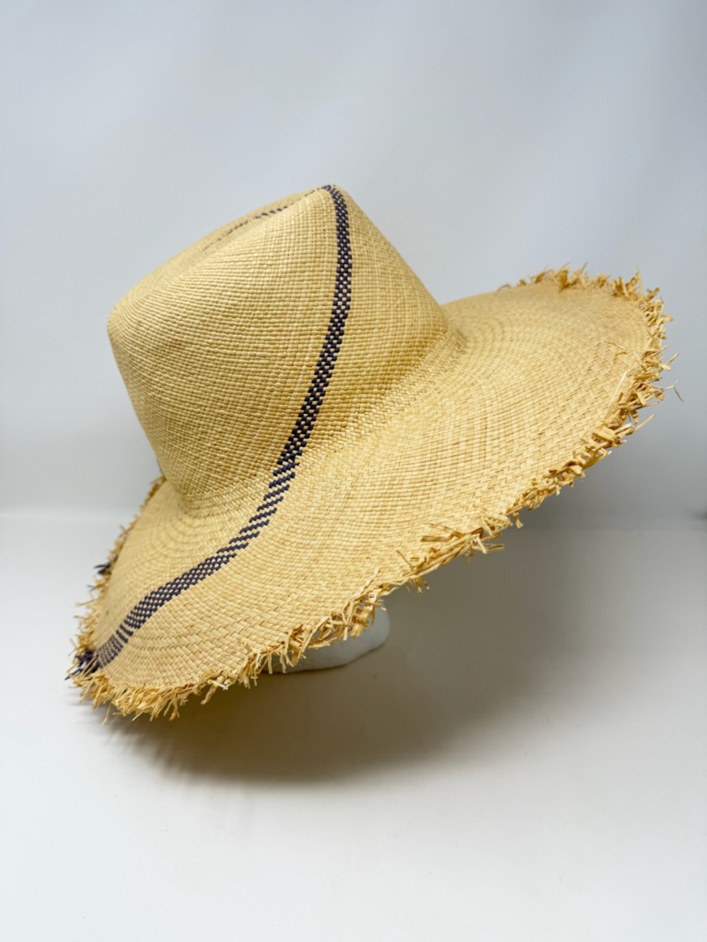 Freya Panama Hat Straw Tan Gray/Purple, One Size